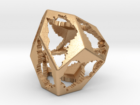 Skew Dodecahedron (D12), Ardechoid tetraoid(empty) in Natural Bronze