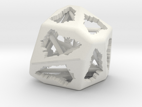 Skew Dodecahedron (D12), Ardechoid cuboid in White Natural Versatile Plastic
