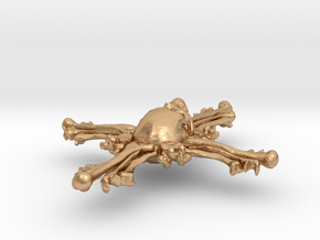 Human Skull Jewelry Pendant Necklace, Cross Bone in Natural Bronze
