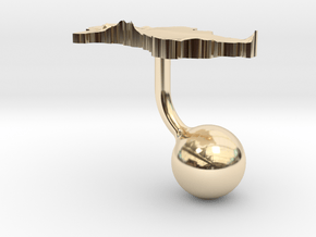 Turkmenistan Terrain Cufflink - Ball in 14k Gold Plated Brass