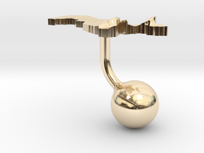 Uzbekistan Terrain Cufflink - Ball in 14k Gold Plated Brass