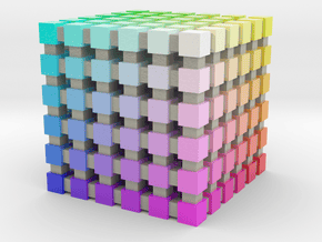 Web Safe Color Cube: 1 inch in Smooth Full Color Nylon 12 (MJF)