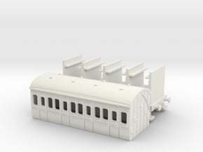 HO/OO Hornby-style 2-axle Coach 3rd class Chain in White Natural Versatile Plastic