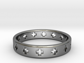 Cross Ring in Fine Detail Polished Silver: 12.5 / 67.75