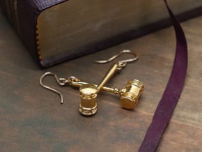 Gavel Earrings in 18k Gold Plated Brass