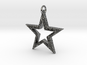 Stár Rimmed Pendant in Fine Detail Polished Silver: Small