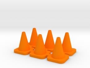 Traffic Cones -1/24 Scale in Orange Processed Versatile Plastic: Small