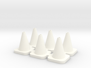 Traffic Cones -1/24 Scale in White Smooth Versatile Plastic: Small