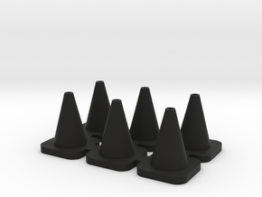 Traffic Cones -1/24 Scale in Black Smooth Versatile Plastic: Small