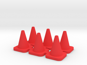 Traffic Cones -1/24 Scale in Red Smooth Versatile Plastic: Small