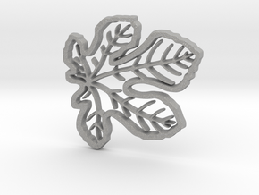 Fig Leaf with Veins Charm Pendant in Aluminum