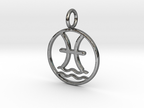 Aquarius cusp of Pisces in Fine Detail Polished Silver