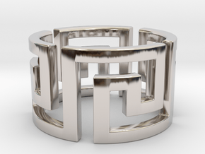 Meandros Ring · 4 Facets in Rhodium Plated Brass: 5.25 / 49.625
