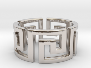 Meandros Ring · 5 Facets in Rhodium Plated Brass: 5.25 / 49.625