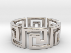Meandros Ring · 6 Facets in Rhodium Plated Brass: 5.25 / 49.625