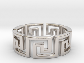 Meandros Ring · 7 Facets in Rhodium Plated Brass: 5.25 / 49.625