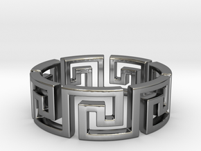 Meandros Ring · 7 Facets in Fine Detail Polished Silver: 5.25 / 49.625