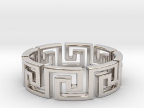 Meandros Ring · 8 Facets in Rhodium Plated Brass: 5.25 / 49.625