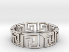 Meandros Ring · 9 Facets in Rhodium Plated Brass: 5.25 / 49.625