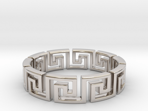 Meandros Ring · 10 Facets in Rhodium Plated Brass: 5.25 / 49.625