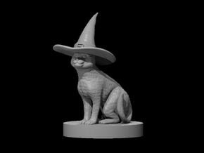 Cat with Witch Hat in Tan Fine Detail Plastic