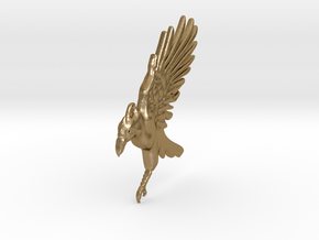 Crow_Pendant in Polished Gold Steel: 15mm