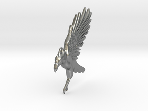Crow_Pendant in Natural Silver: 28mm