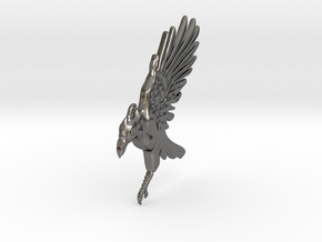 Crow_Pendant in Processed Stainless Steel 316L (BJT): 28mm