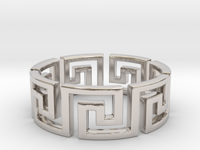 Meandros Ring · 7 Facets in Rhodium Plated Brass: 8 / 56.75