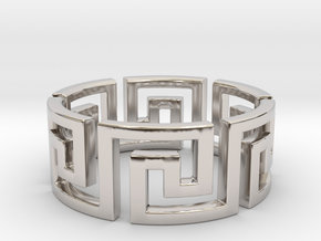Meandros Ring · 6 Facets in Rhodium Plated Brass: 8 / 56.75