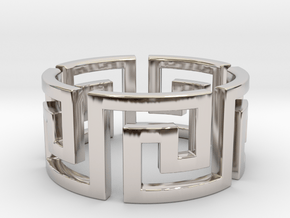 Meandros Ring · 5 Facets in Rhodium Plated Brass: 8 / 56.75