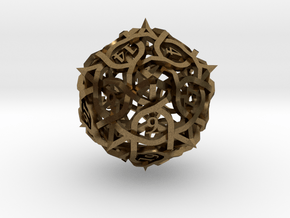 Interwoven Geometric Vines and Thorns D20 in Natural Bronze