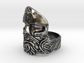 Viking Helmet Ring in Antique Silver