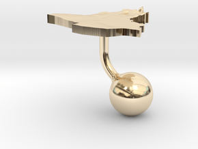 Iraq Terrain Cufflink - Ball in 14k Gold Plated Brass