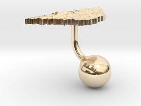 South Korea Terrain Cufflink - Ball in 14k Gold Plated Brass