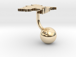 Bangladesh Terrain Cufflink - Ball in 14k Gold Plated Brass