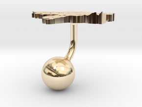 Guinea-Bissau Terrain Cufflink - Ball in 14k Gold Plated Brass