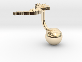Vietnam Terrain Cufflink - Ball in 14k Gold Plated Brass