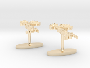 Italy Terrain Cufflink Pair - Flat in 14k Gold Plated Brass