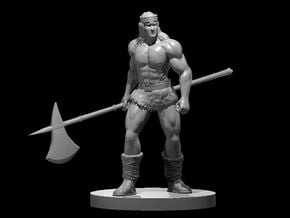 Human Male Barbarian 8 with Halberd in Tan Fine Detail Plastic