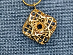 Corners Pendant in Cast Metals in 18k Gold Plated Brass