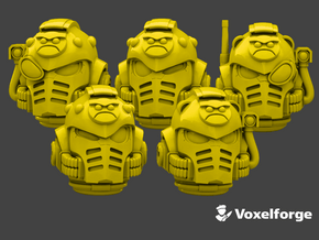 10x Angry - Voxelforge Helms (Squad 1) in Tan Fine Detail Plastic