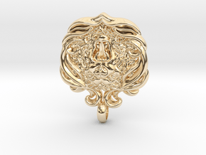 Swedish heraldic roaring lion necklace pendant, in 14K Yellow Gold