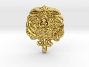 Swedish heraldic roaring lion necklace pendant, in Polished Brass