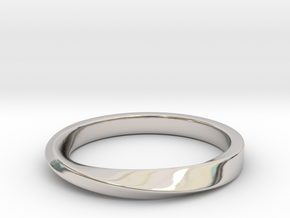 Möbius Ring Thin in Rhodium Plated Brass: 7 / 54