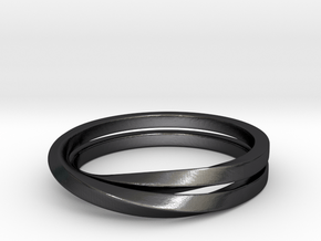 Möbius Double Ring in Polished and Bronzed Black Steel: 5.25 / 49.625