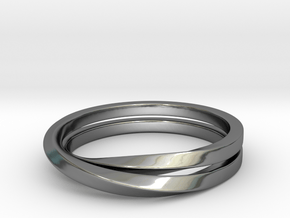 Möbius Double Ring in Fine Detail Polished Silver: 5.25 / 49.625