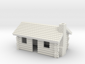 Log Cabin with chimney- Z scale in White Natural Versatile Plastic