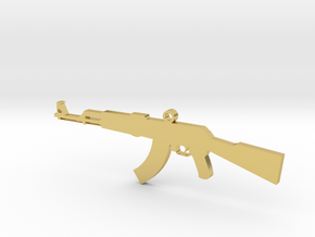 AK47 Charm Pendant in Polished Brass