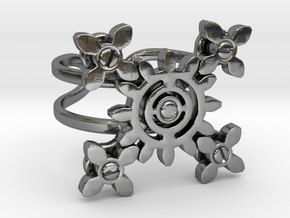 Steampunk gears in Polished Silver